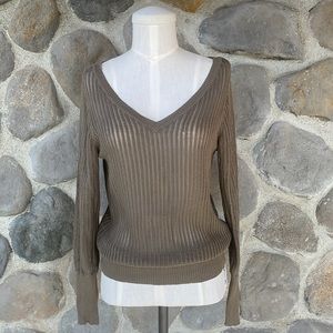 Vintage olive green Calvin Klein Jeans sheer knit cotton sweater